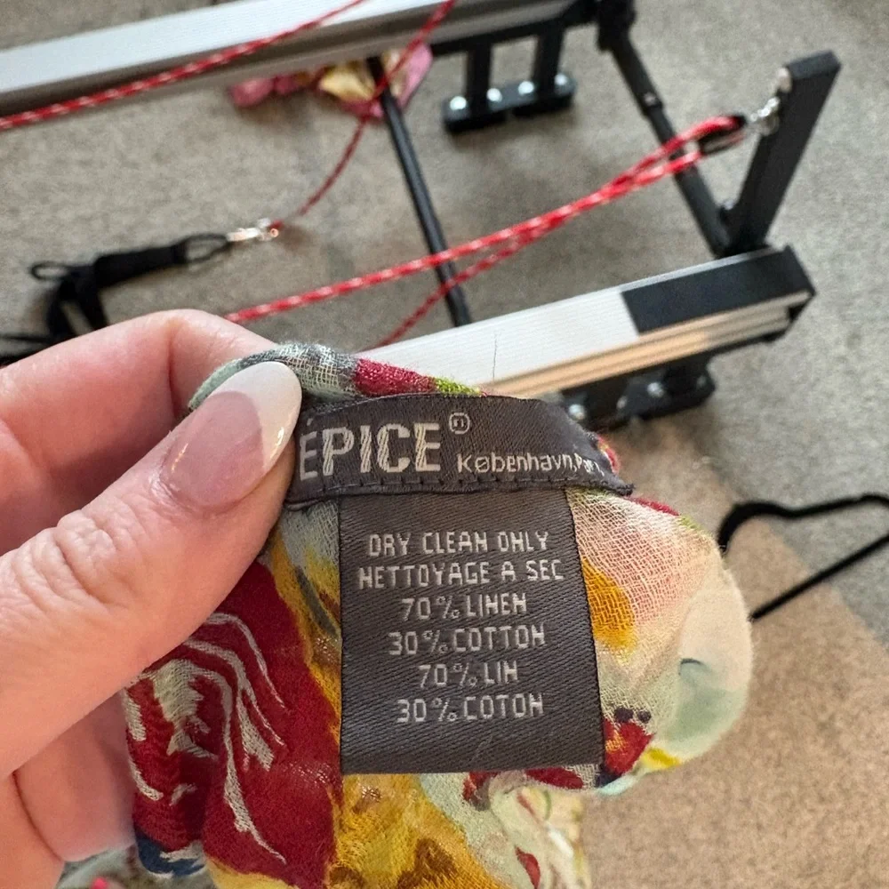 Epice (French company) Floral Scarf in Mint, Yellow & Coral - Picture 2 of 4